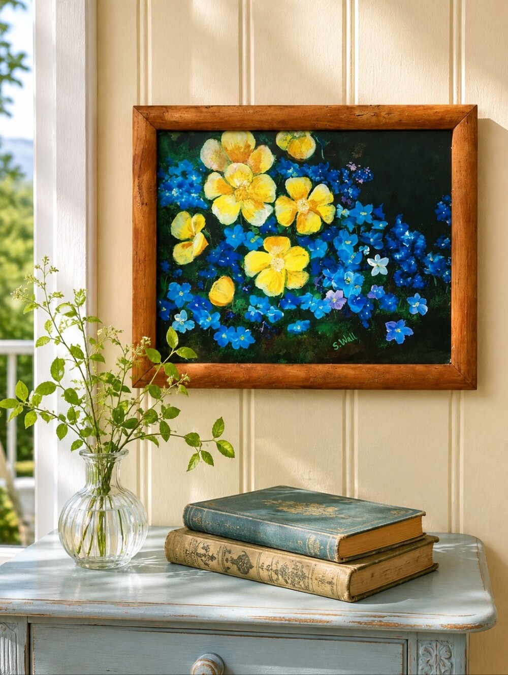Susan Wall Buttercups & Violets Floral Art Print Framed 8x10 New Brunswick